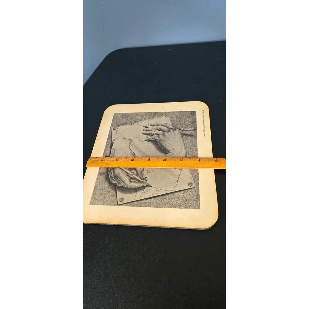 Vintage MC Escher Drawing Hands Mouse Pad Computer Expressions Art Print 1943